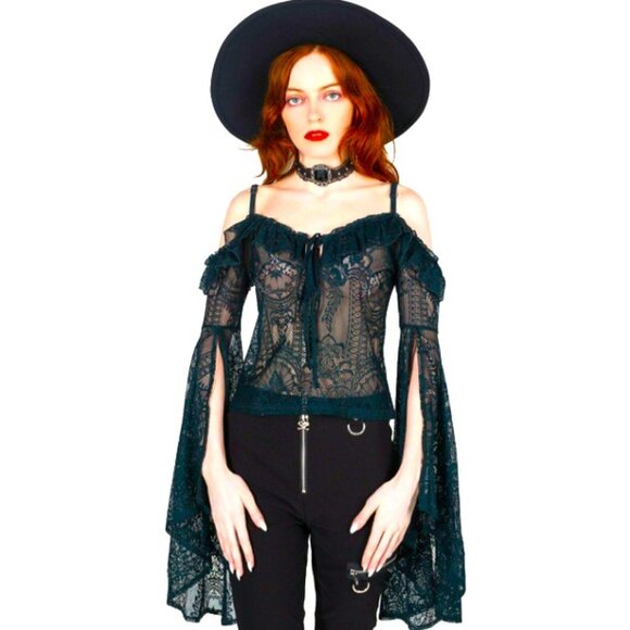 NWT, KILLSTAR "BREATHLESS" BARDOT LACE TOP. - Picture 1 of 2